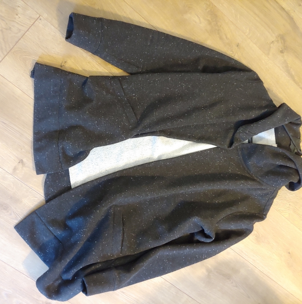 Loft speckled open hooded sweatshirt cardigan